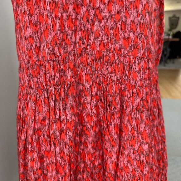 Joie Tiered Sleeveless Tea Rose Tiered Maxi Cheetah Print Red Sun Dress size XS - Picture 8 of 11